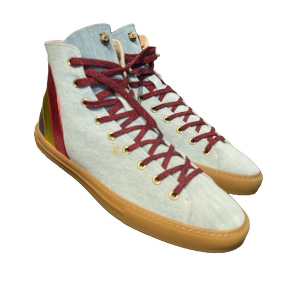 Gucci Men’s Blue Denim Rainbow sneakers size 12 - Picture 5 of 7